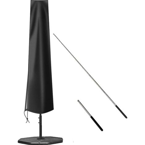 Housse Parasol Déporté, Housse de Parasol Imperméable en Tissu Oxford Noir, Protection Anti-UV, avec des sangles, pour Grand Parasol de Jardin et Terrasse (1/5)
