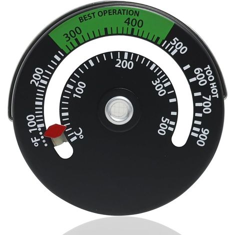 Thermomètre magnétique pour poêle à bois, poêle à bois, poêle à bois, poêle à granulés, thermomètre avec grand cadran pour bûches à bois, cheminée, four à gaz, poêle à granulés, compteur de (1/5)