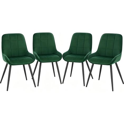 Set di 4 sedie da pranzo in velluto verde scuro con struttura in metallo (1/5)