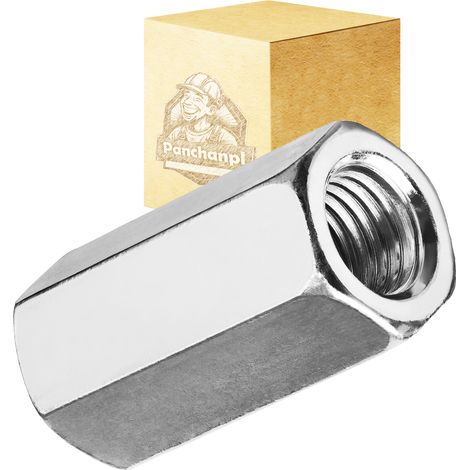Tuerca de acoplamiento extendida DIN6334 galvanizada M6 100 unidades.