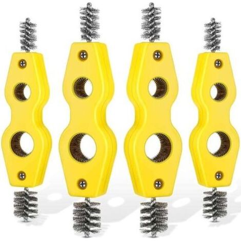 Lot de 4 brosses de nettoyage pour tuyaux en cuivre 4 en 1 Brosse pour tuyaux en cuivre Nettoie l'intérieur et l'extérieur Nettoyeur de filetage Outil de nettoyage de brosse de plombier pour inst (1/5)