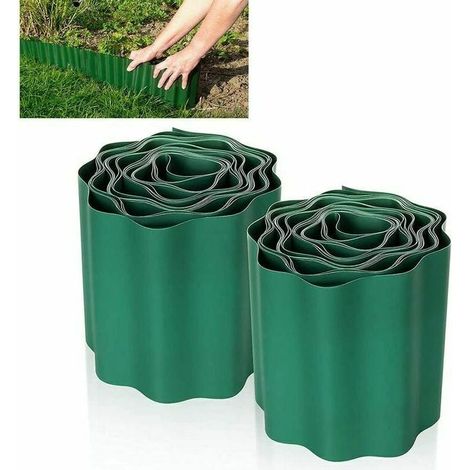 2 PCS Bordure de Pelouse Flexible 9M × 15CM, Clôture Gazon Bordure Jardin Plastique Bordurette de Jardin Bords Bordures Jardin Exterieur PVC - Bordure de Jardin Flexible Vert (1/4)