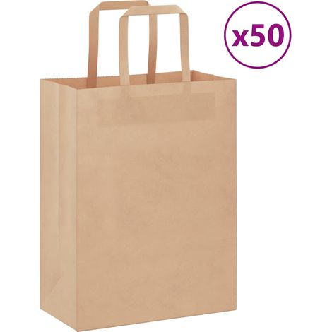 vidaXL Sacs en papier 50 pcs avec poignées marron 21x11x28 cm