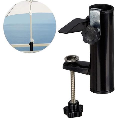 Pied Parasol en Acier mural Support de Clip Fixe pour Parapluie Support de Parapluie Fixe pour Balcon Extérieur (1/4)