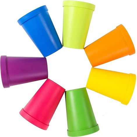 Verres en plastique empilables, lot de 7 x 200 ml, réutilisables, pour maison, fête, événement, mariage, multicolore (1/5)