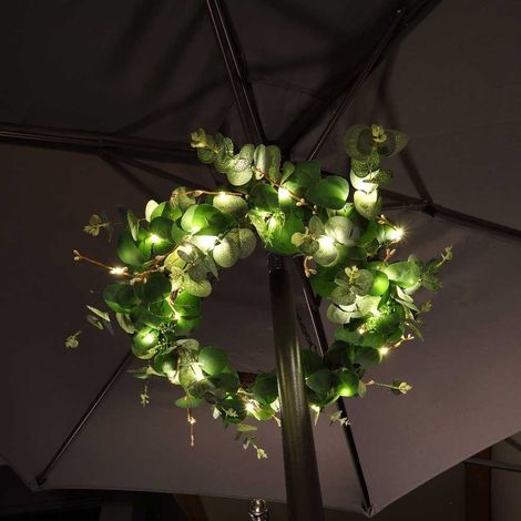 Noma Artificial Eucalyptus Foliage Door Wreath Indoor Outdoor Lights LED White