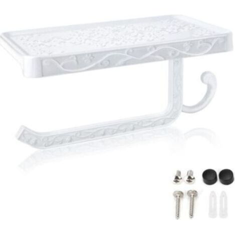 Support Papier Toilette - Aluminium Massif - Plateforme De Rangement Intégrée - Pour Salle De Bain Et Toilettes - 1 Pièce (1/5)