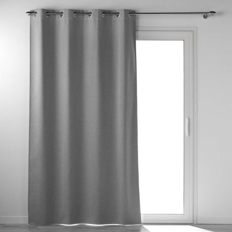 Rideau Lourd a oeillets 135 x 260 cm 100% occultant/chambray Occultiss Gris (1/5)