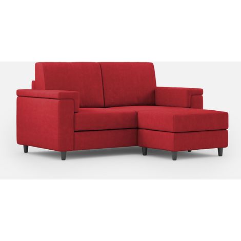 Divano 2 Posti con Pouf 168x145x85 cm Marrak in Tessuto Rosso (1/5)