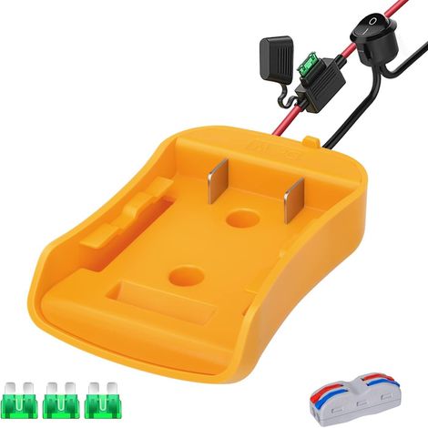 Adaptateur de roue électrique pour batterie 20 V/60 V avec fusible et interrupteur, adaptateur de batterie avec 3 fusibles 30 A, fil 14 AWG, utilisation à faire soi-même pour jouets (1/5)