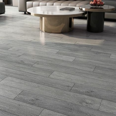 35 Pièces Dalle PVC Adhesive Sol Carreau de Ciment Gris Salon 90x15cm PVC Adhesive Sol Gris Bois Effet Bois pour Garage Dalle Vinyl Adhesif Carreau pour Chambre à Coucher Bureau (1/5)