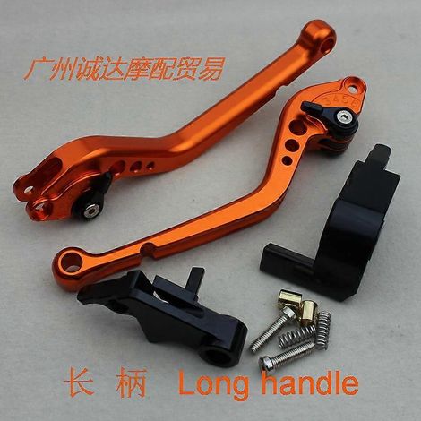 Poignée de frein réglable en alliage d'aluminium avec klaxon CNC pour guidon de moto BMW S1000R (tige longue orange) (1/5)