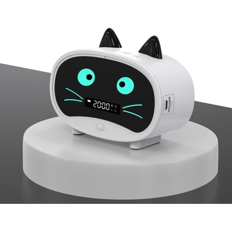 Réveil lumineux pour enfants avec chat mignon, radio-réveil portable multifonction avec veilleuse LED, horloge numérique éducative pour chambre enfant décoration maison et voyage (1/5)