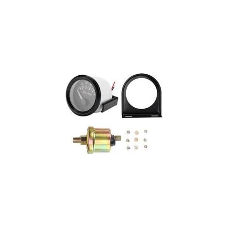 Manomètre de pression d'huile électromagnétique 52mm Plage de mesure 0-100 PSI Matériau ABS Compatible 12V automobile (1/4)