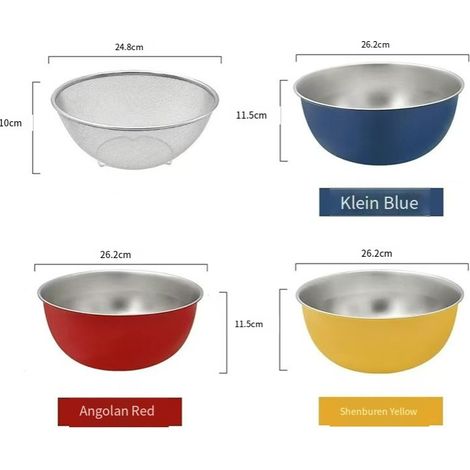 Ensemble de quatre bols à mélanger les œufs de style coréen avec balance, ensemble de bols profonds pour la cuisson et la salade, bol de cuisson (1/5)