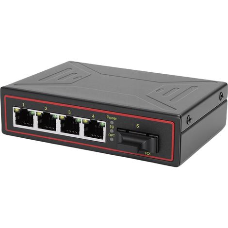 Commutateur Ethernet Industriel, 1 Port SFP et 4 Ports RJ45, Convertisseur de Média Fibre Ethernet 10 100 Mbps avec Port Fibre Remplaçable à Chaud, pour Fonctionnement en Réseau (1/5)