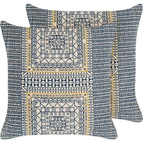 2 Cojines decorativos estampado geométrico 50 x 50 cm multicolor Sidi