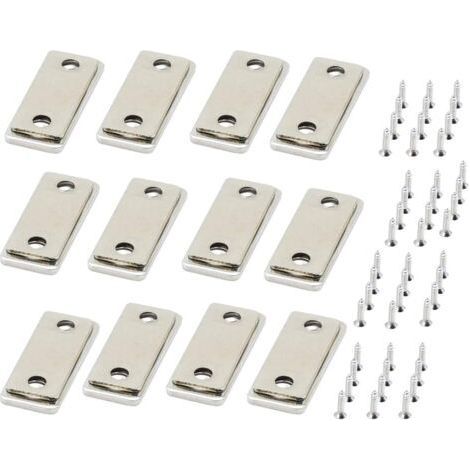 Aimant Porte Placard 12 Pièces Très Mince Set Avec Vis Fermeture Meuble Aimant Puissant pour Fermeture de Porte Coulissante Meuble Placard Tiroirs Fenetre Aimanté Douche Armoire (1/4)