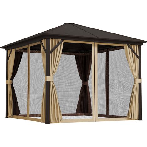 Outsunny 3x3(m) Hardtop Gazebo Outdoor Shelter with Aluminium Frame