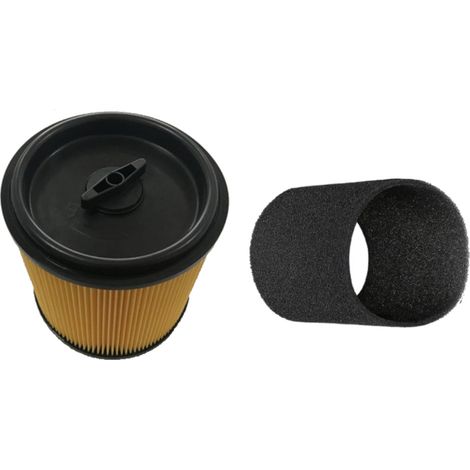 Trade-Shop 2in1 Set: Faltenfilter mit Verschlussdeckel + Schaumfilter für Parkside PNTS 1500 B2, 1500 B3, 1500 C4, 1500 D1, 1500 D5, 23 E Staubsauger (1/5)