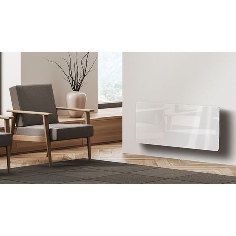 Radiateur à inertie CARRERA - Ceramique Verre Blanc LCD 2000W - Blanc — vue 3