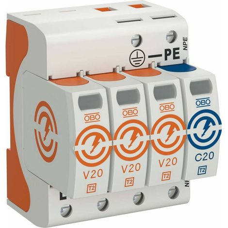 OBO-BETTERMANN PARAFOUDRE PARASURTENSEUR V20 3 PÔLES AVEC NPE 280 V 5095253 (1/2)