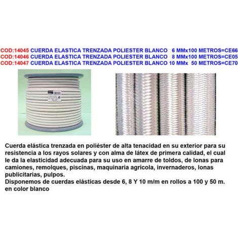 Corda elastica intrecciata in poliestere bianco 8 mm x 100 metri CE05
