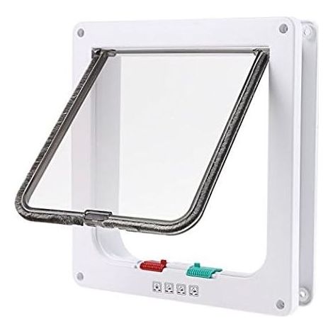 Chatière Porte à 4 Positions Cat Mate Grande Blanc Porte Verrouillable pour Chat ou Chien Facile à Installer(23cmx 25cmx 5.5cm) (1/5)