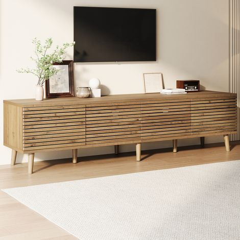 Mueble TV 180 x 40 x 46 cm con 4 puertas, color madera OKMYHOME (1/5)