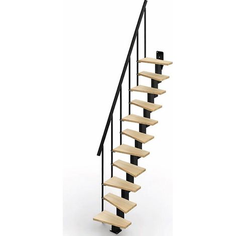 Escalier droit 12 marches - Hauteur à franchir de 2.60 à 3.08m - Largeur 60cm - Couleur bois et noir - KIP60/I-SNMNAT-12