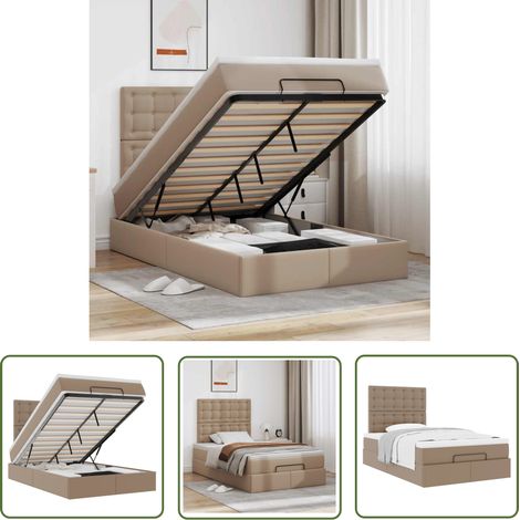 vidaXL Ottoman-Bett mit Matratze Cappuccino-Braun 120x190cm Kunstleder (1/5)