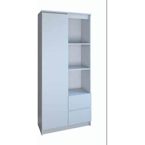 Estantería abierta blanca mate - 7 estantes, 2 cajones - Perfecta para la sala de estar, la oficina o el dormitorio - Construcción sólida, diseño moderno (1/4)