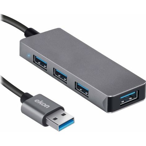 Ekon HUB con 4 porte USB-A e cavo di alimentazione USB-A
