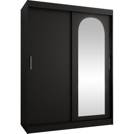 Armario Hartford 502, Negro, 200x150x62cm, Puertas de armario: Correderas, Número de estantes: 3