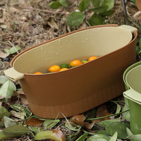 Passoire de Cuisine à Double Couche Détachable Grande Capacité Brun - Égouttoir Profond pour Légumes et Pâtes (1/5)