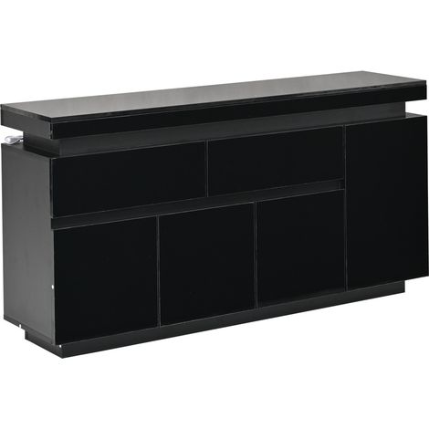 Mobile soggiorno 140 x 35 x 72,5 cm nero lucido con 2 cassetti 4 ante e LED (1/5)
