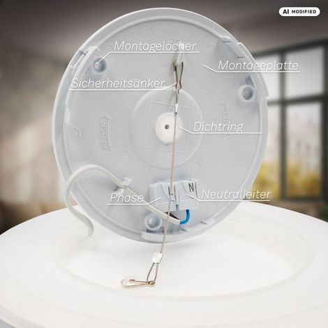 B.K.Licht Plafoniera LED con illuminazione indiretta, ultra piatta 2,8cm, LED integrati 18W, 2400Lm, luce bianca naturale 4000K, Ø29cm, Lampada da soffitto con contorno nero, retroilluminazione IP20
