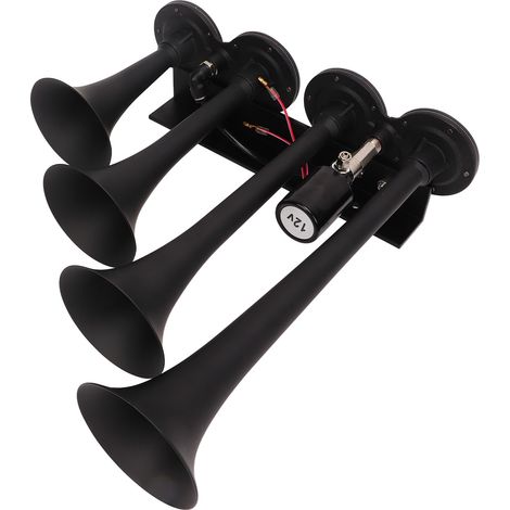 Kit avertisseur sonore 12V 4 trompettes 135dB alliage aluminium universel poids lourds voiture de golf yacht (1/5)