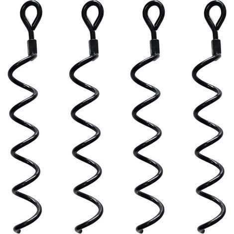 38.5cm Spiral Earth Ground High Performance Anchor Kit for Sheds. Ideal as a dog tie-out post to secure animals, tents, awnings, sheds, 4-pack (1/5)