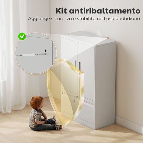 Bureau blanc en acier avec tiroir et étagère ajustable, 130x80x40 cm, mobile et pratique pour espace de travail.