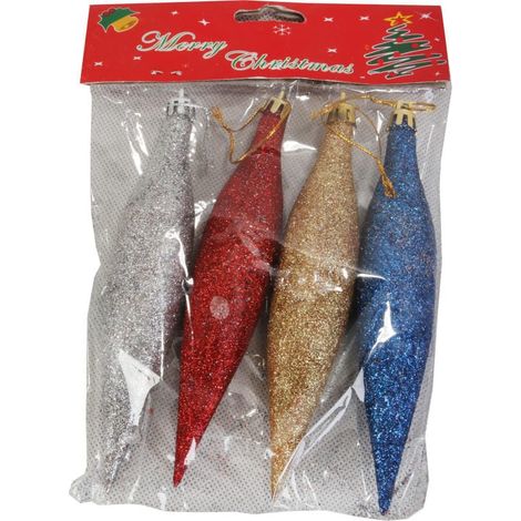 Set di 4 stalattiti colorate e scintillanti - Decorazioni natalizie multicolore (1/4)