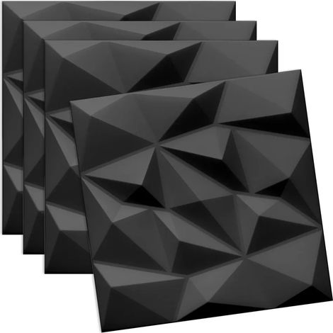 Panneau mural 3D en polystyrène noir 50x50 cm – Effet 3D prononcé – Installation rapide sans outils – Pour salons et chambres (1/5)