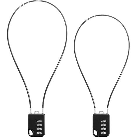 Lot de 2 cadenas à combinaison 4 chiffres avec câble en acier de 20 + 30 cm - Cadenas pour armoire à armes, boîte à outils, casque, vélo, accessoires de sport - Étanche et résistant à la (1/5)
