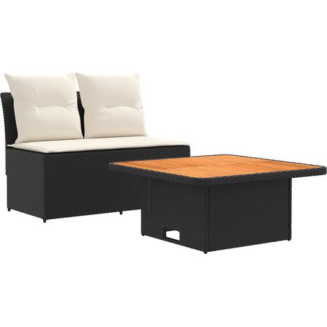 2 Pieza Sofá central de jardín con mesa elevable vidaXL