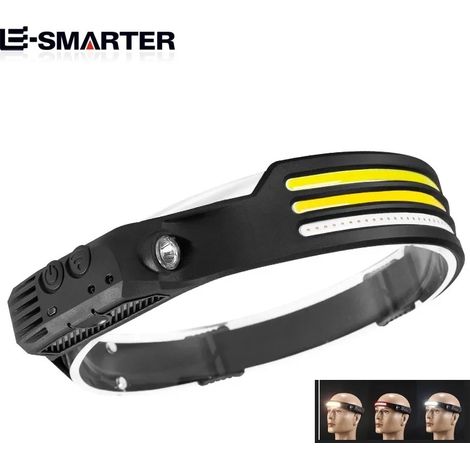 Lampe frontale à capteur LED - 6 modes - Capteur - Rechargeable - Batterie intégrée - Éclairage de travail extérieur (1/5)
