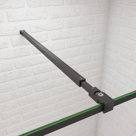 730-1200mm(rund & einstellbar)Schwarze Haltestange für Duschwand Stabilisator für Glasstärke 8/10mm