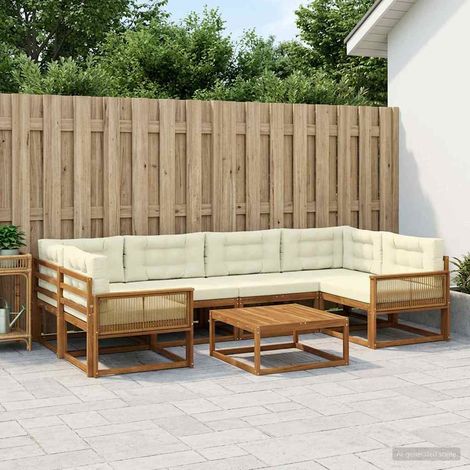 vidaXL  Outdoor Sofa Set  with Cushion 7 pcs Natural and Cream