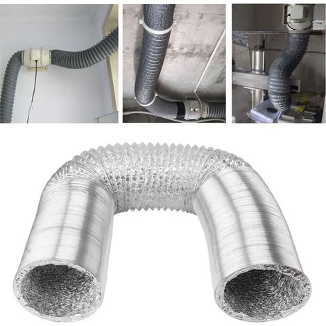 Conduit d'extraction de cuisine de 15 cm (6 pouces), conduit de ventilation, conduit en aluminium double face, conduit de ventilation, tuyau d'arrivée d'air frais, tuyau d'évacuation en fil d'acier ha (1/5)