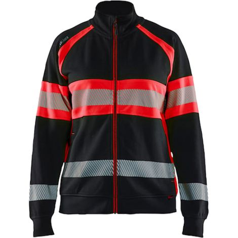 Sweat de travail zippé haute visibilité 3505 - Noir/Rouge fluo M (1/2)