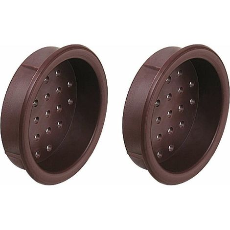 2x Grille d'aération ronde avec cache perforé en plastique avec bord de recouvrement à encastrer Ventilation Cache Protection Plafond Mur Rosette, Ø39mm marron (1/2)